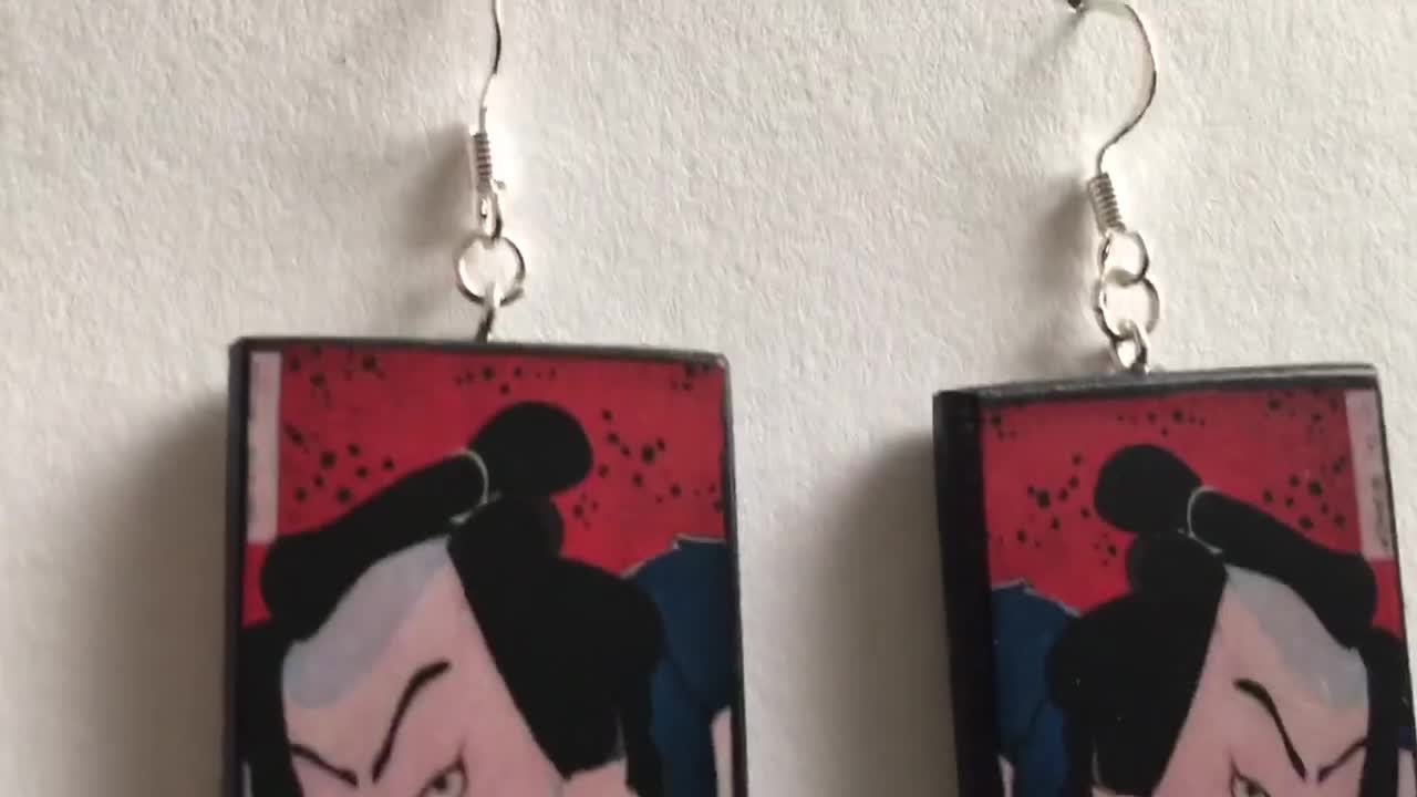Japanese, samurai, manga earrings. Anime girl gift. – obljewellery