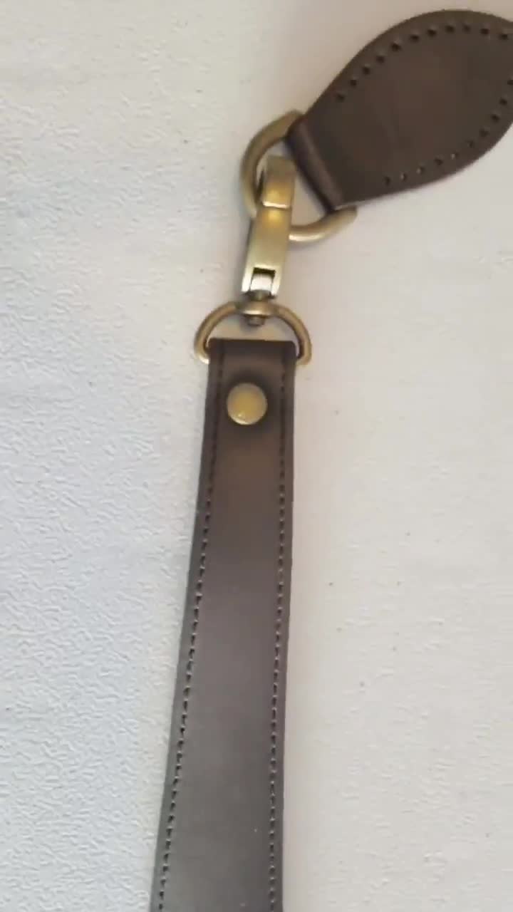 byhands Genuine Leather Purse Handle with Bronze Style Hook