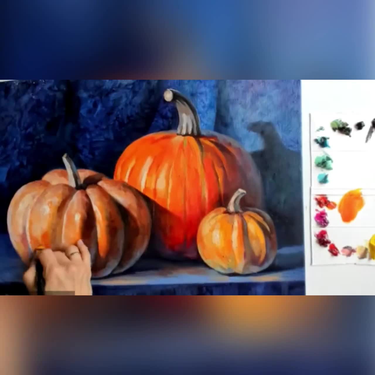 Pumpkin 2024 Painting Oil Original Pampkin Art Halloween Art Decor Surface Canvas Board 12''/12