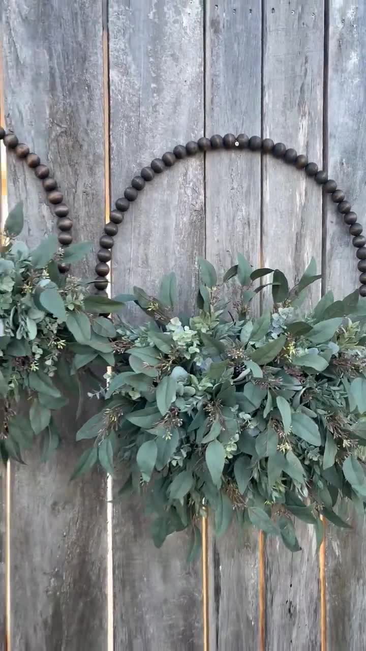 Modern Farmhouse Artificial Frosted Eucalyptus Wreath-mini Window