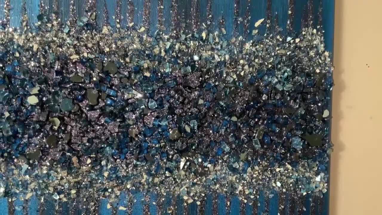 Sapphire Blue Glitter buy Glass Wall Art