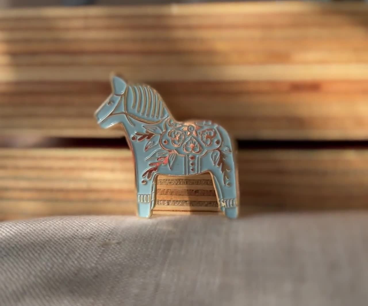 Dala Horse Enamel Pin Badge Original Illustration Art RTS 