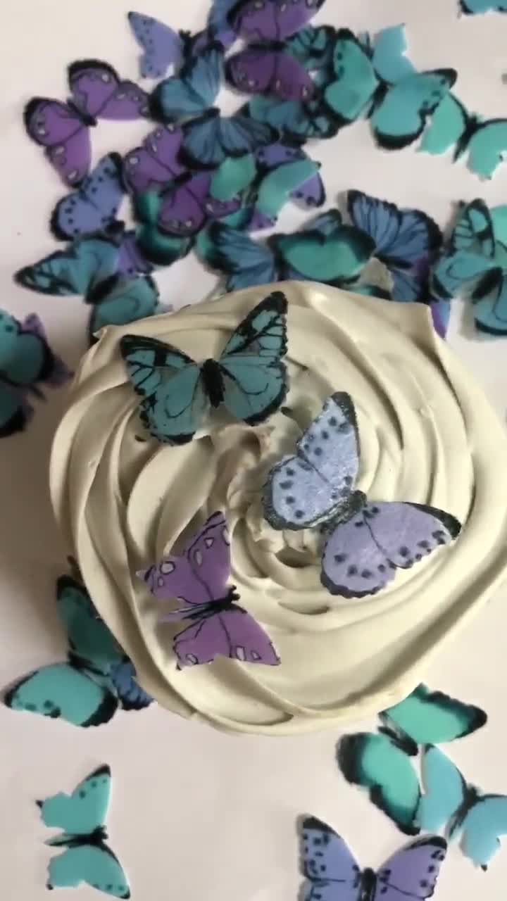 48 mariposas comestibles pequeñas en verde azulado, azul y morado, de 1/2 a  3/4 de ancho. Decoración de pastel de mariposas de papel oblea para juego  de decoración de cupcakes cake pops -  México