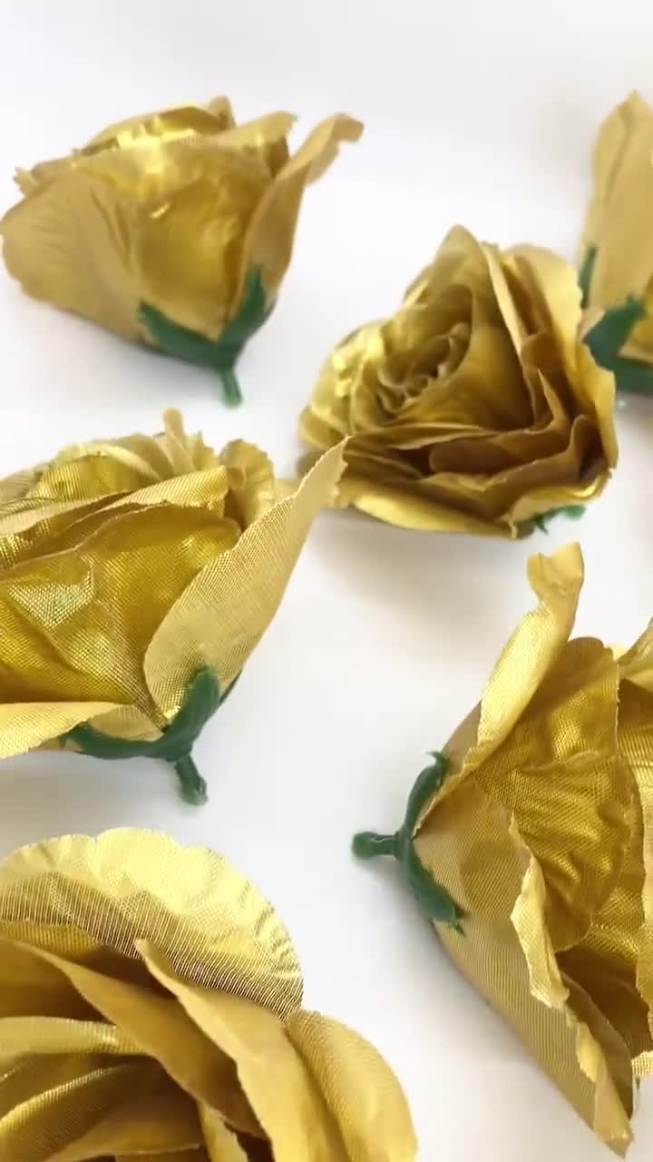 3.5 Metallic Gold Artificial Flower Gold Wedding Decor Gold Silk Flower  Wedding Gold Decor Gold Flower Gold Cake Flower Arrangement 