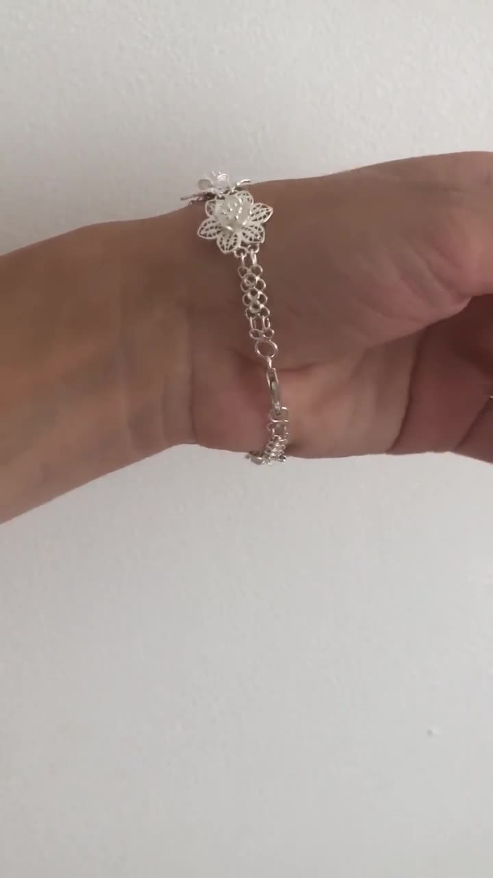 Flower Bracelet Flores - Sterling Silver Bracelet - Filigree