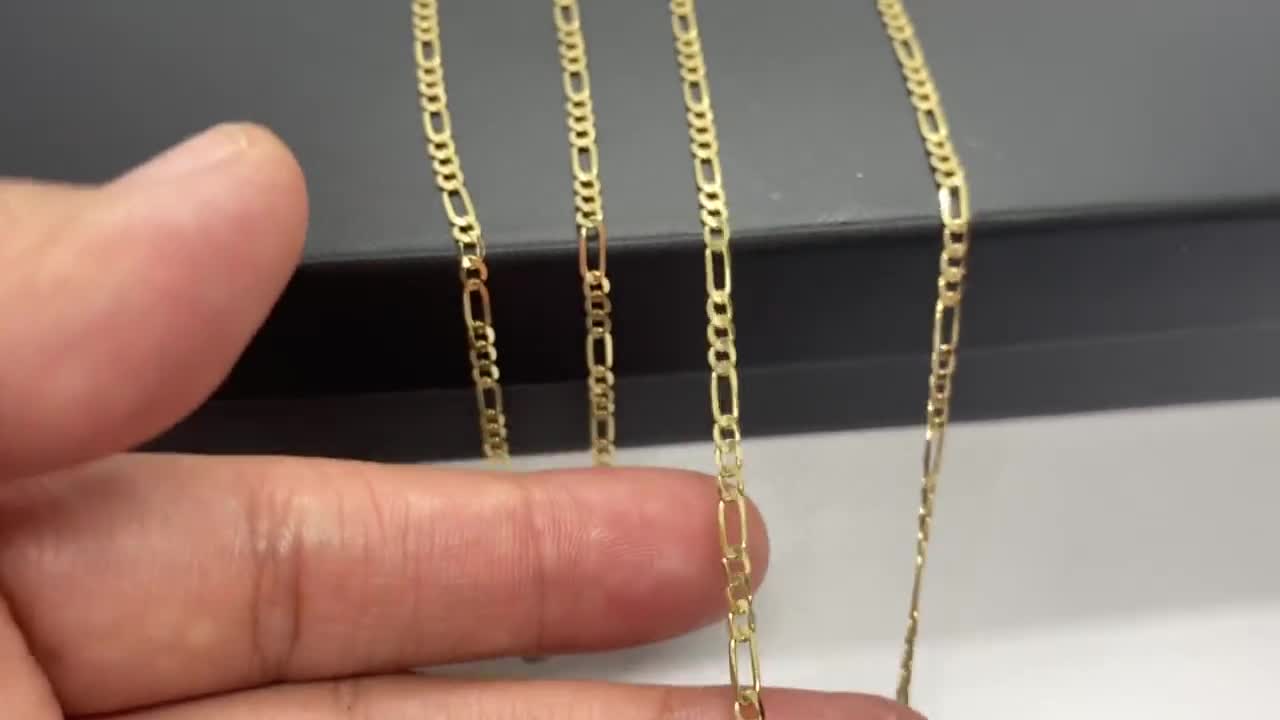 Gold Figaro Chain, 2.4MM, 18K Solid Italian Gold, Figaro