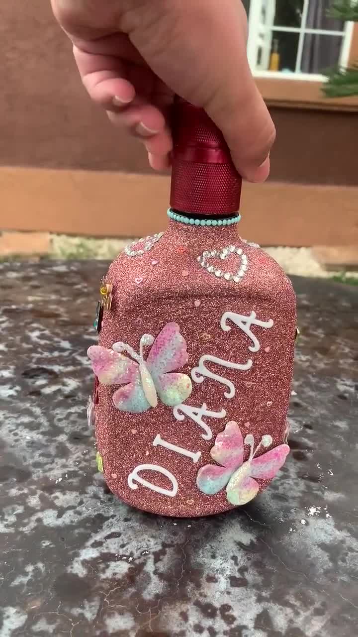 Gold & Pink, Bling Custom Bottle – Redbone's Crafts