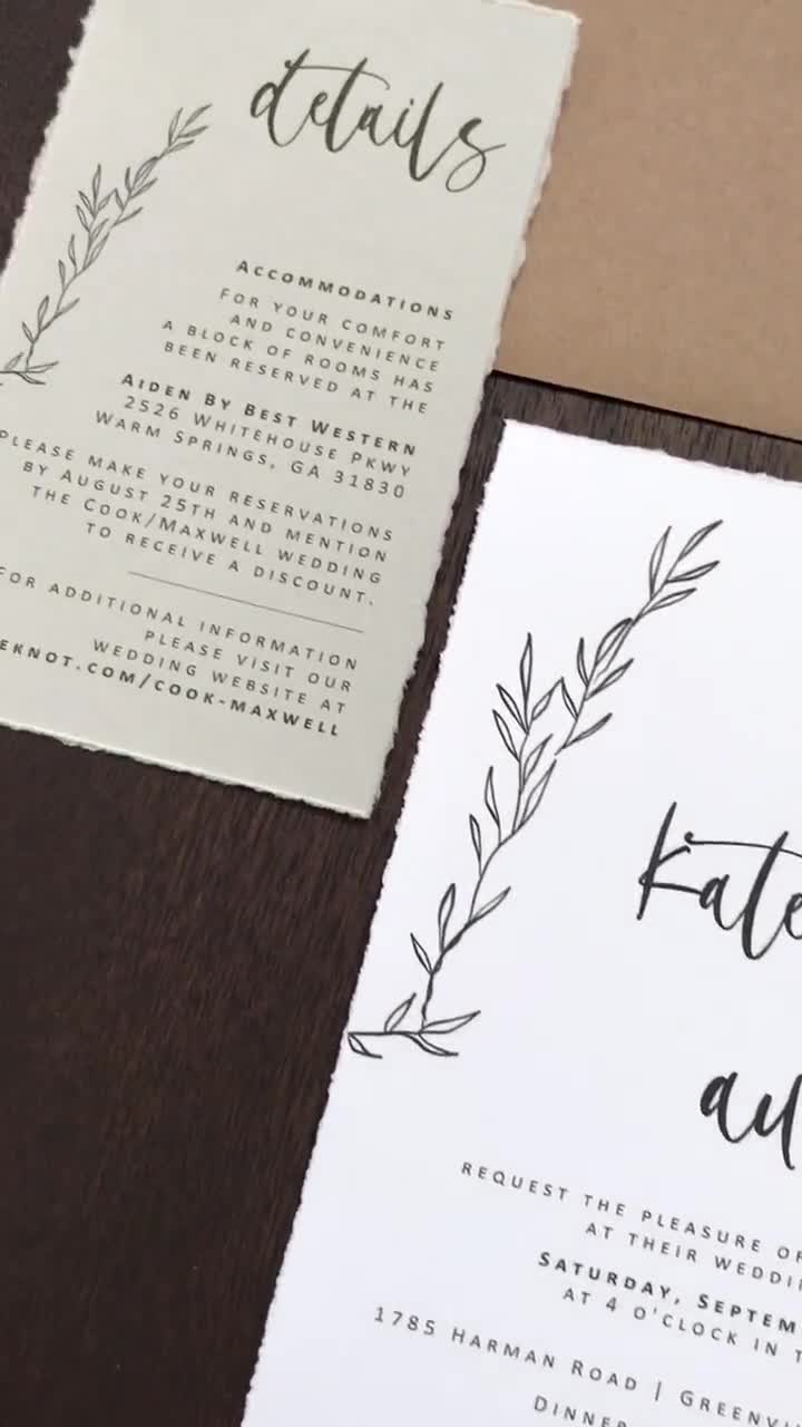 Modern Elegant Wedding Invitation with Deckled Edging, White Chiffon R –  Creative Custom Prints by Tabitha
