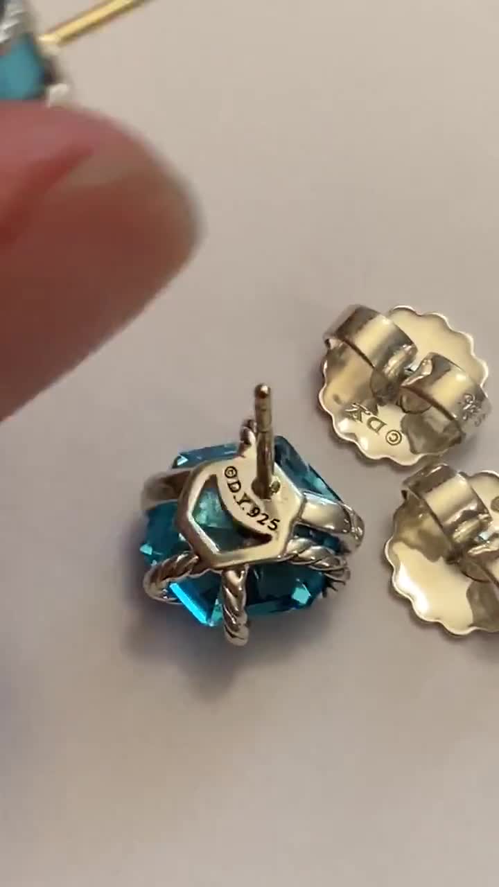 David Yurman Chatelaine 8mm Hampton Blue Topaz & Diamond Earrings | Neiman  Marcus