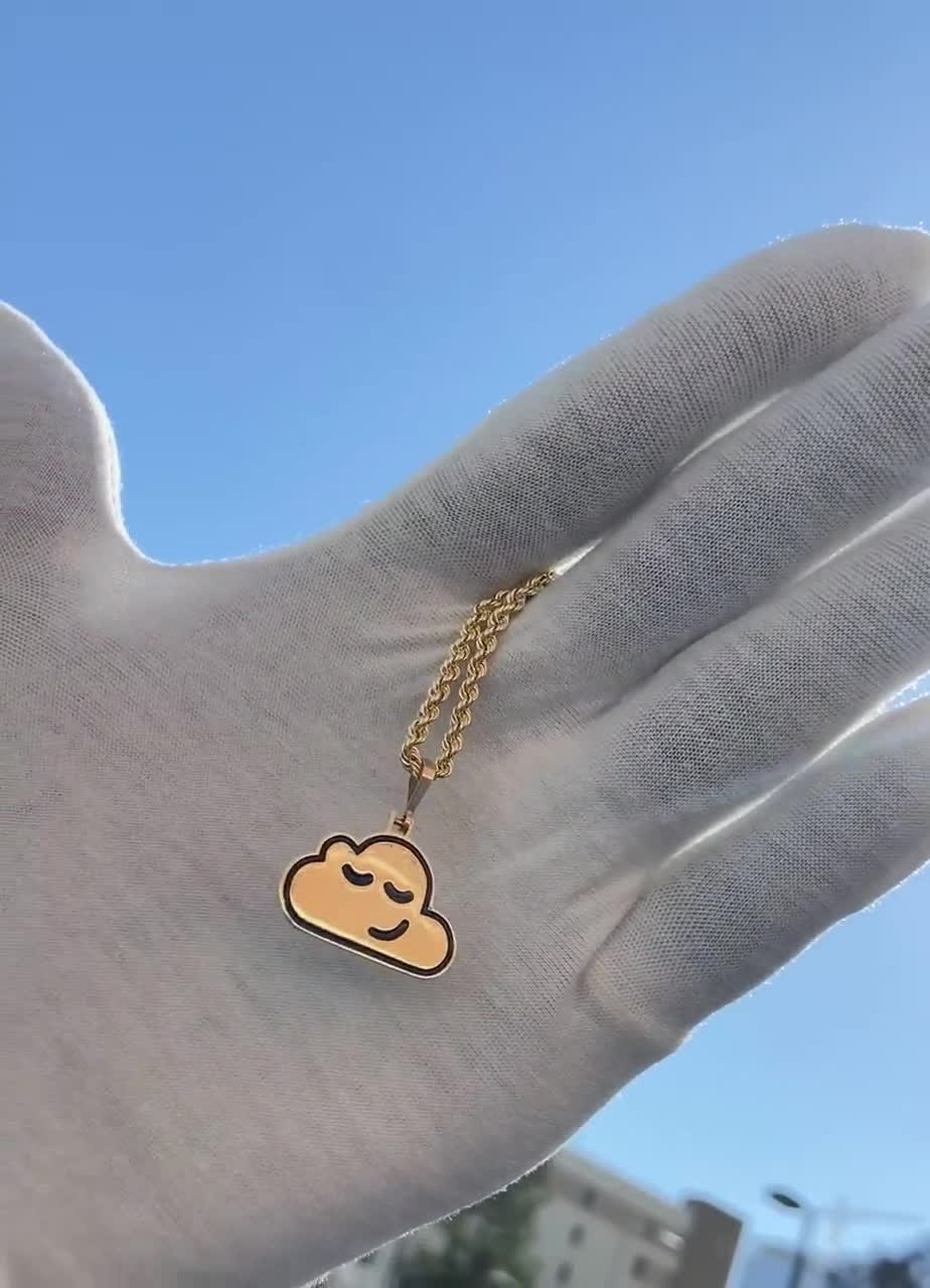 Solid Gold Emoji Cloud Pendant with Colorful Enamel, Personalized Face  Design Necklace For Her, Handmade Nature Lover Birthday Jewelry