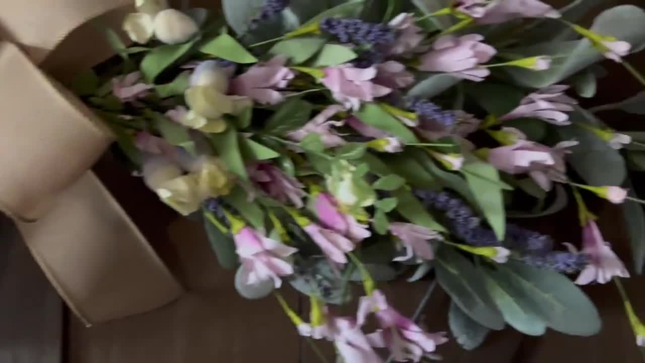 Purple Blossom and Berry XL Swag, 40” Greenery Swag, Spring Swag