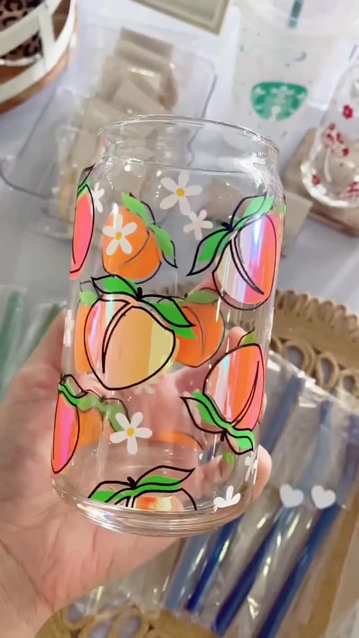 Little Peaches Glass Can | Cute Glassware