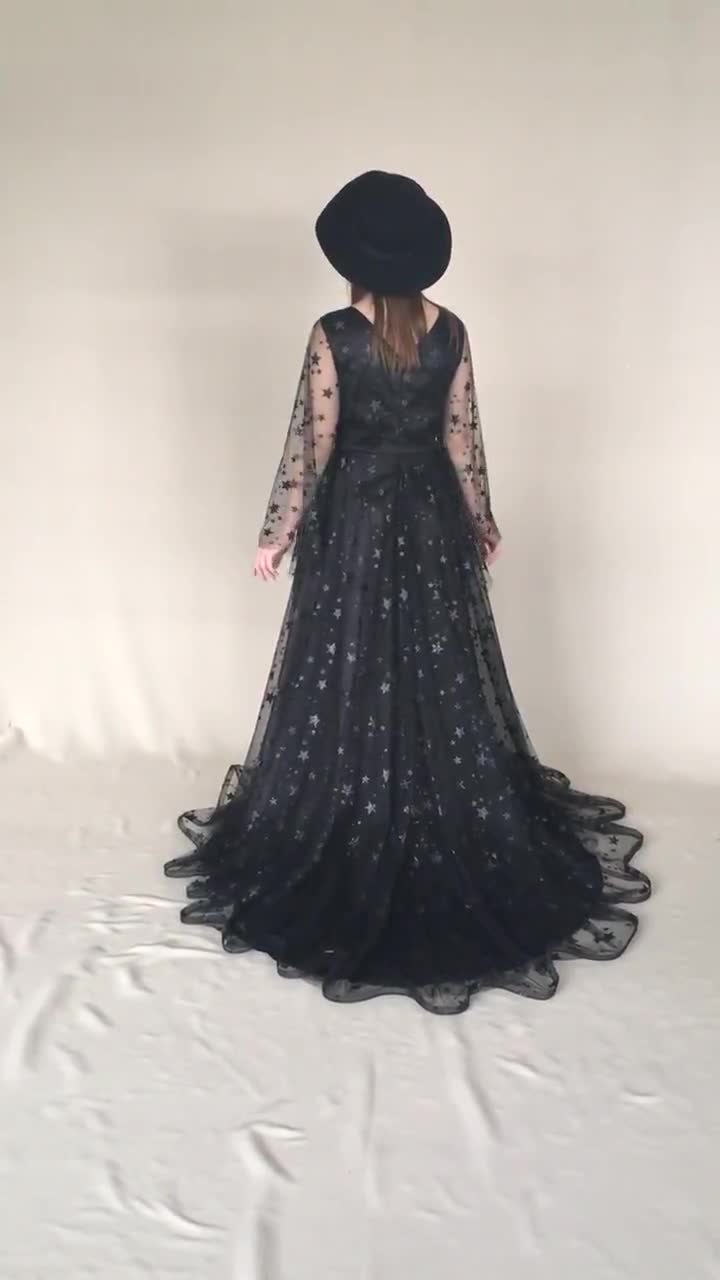 Embroidered Black Georgette Long Gown at Rs 1570 in Jaipur | ID: 23811817297