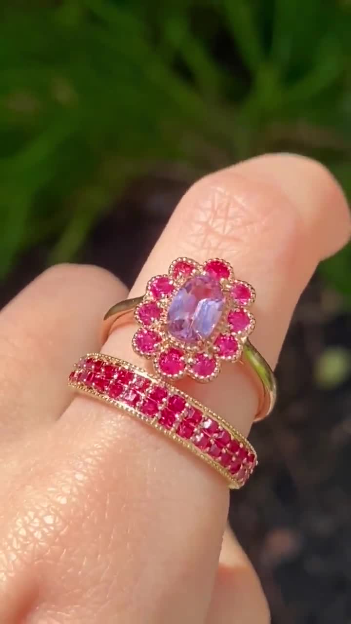 Made to Order Neon Pink Spinel Halo Ring Jedi Spinel Ring rose