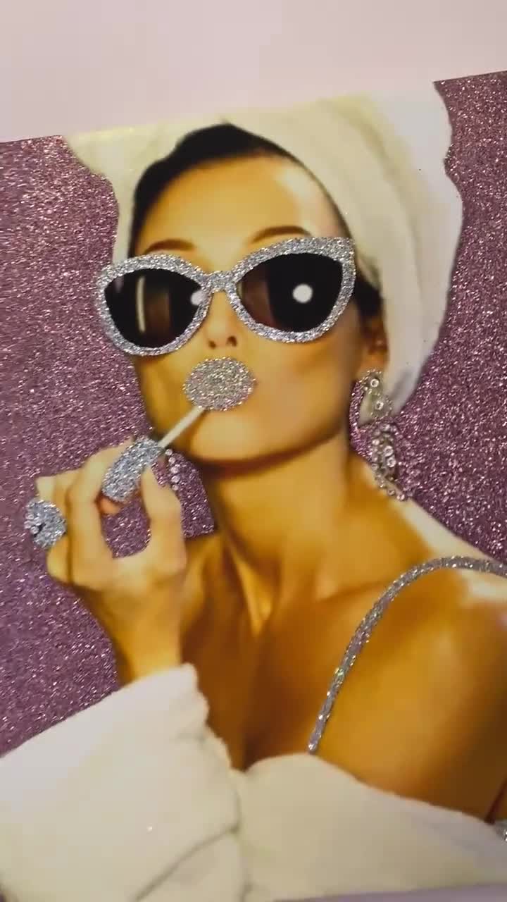 Glitter Audrey Hepburn Glamorous Lipgloss sunglasses Canvas Art