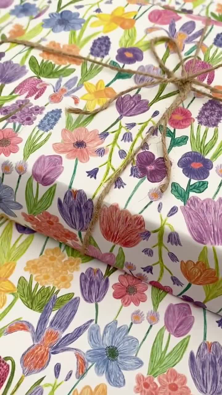 Floral Wrapping Paper, Colourful Flower Gift Wrap, Pretty Wrapping Paper,  Beautiful Gift Wrap 