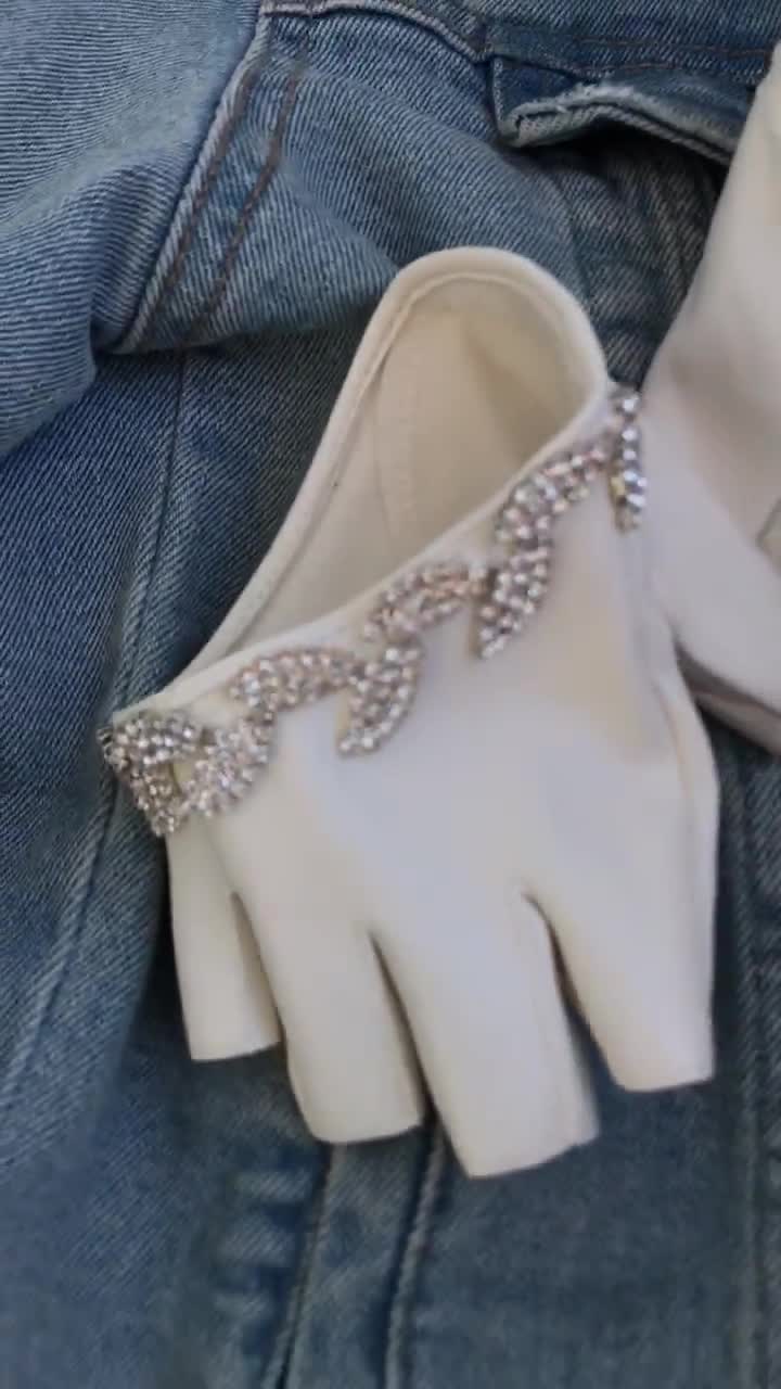 Guanti Senza Dita Con Strass E Catena – Accessori Sposa E Festa – CASDRE – Scintillanti