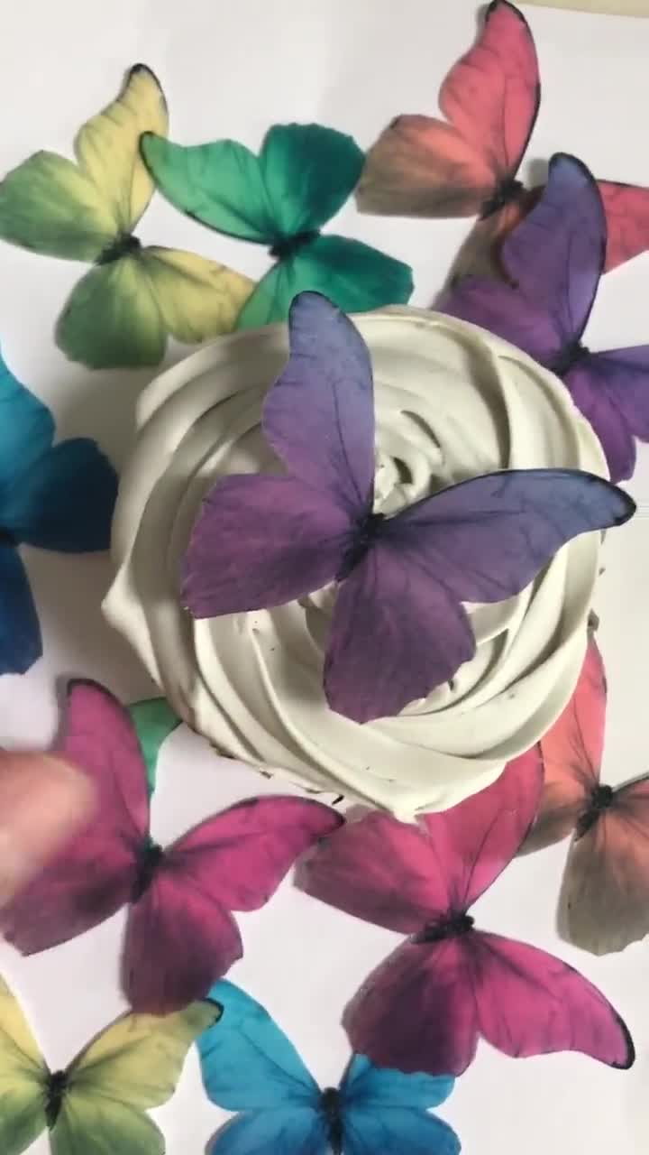 30 Edible Butterflies, 3D Wafer Paper Toppers for Cakes, Cupcakes, Cookies  or Drinks