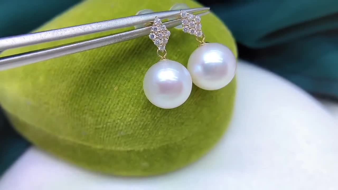 【HYERES LOR】24FW★ H edition SL (W) WH Pearl Earrings 10mm 10mm Freshwater White Pearl Earrings High Luster 18K Yellow