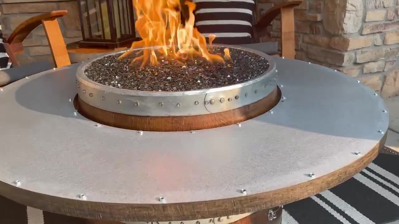 Wine Barrel Dude Coffee Table Barrel Fire Pit Table - Patio Fever