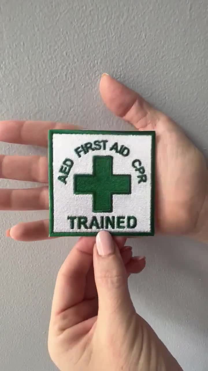 AED First Aid CPR Trained Patch (3 Inch) Embroidered Iron/Sew-on