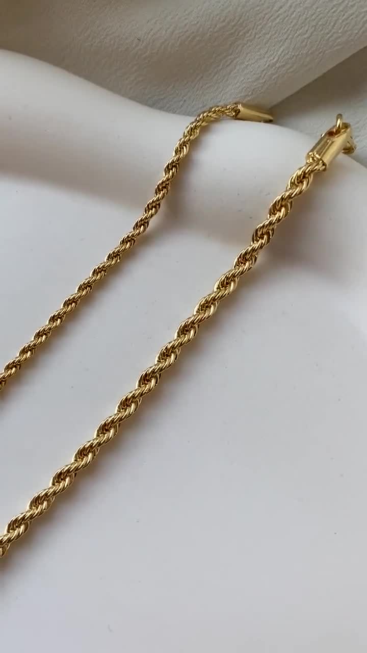 Flat Rope Chain Bracelet, 14K Solid Gold, Twisted Chain Bracelet, Wide Rope Chain, Minimalist Bracelet, Old Money Chain, Anniversary Gift