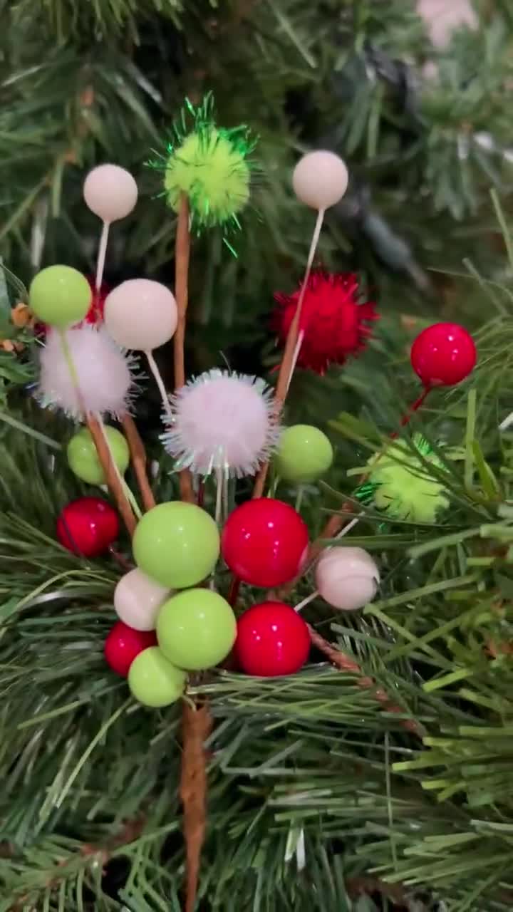 Buy Red White and Green Christmas Pick Grinch Christmas Pick Christmas Tree  Pick Classic Christmas Pick Pom Poms Online in India 