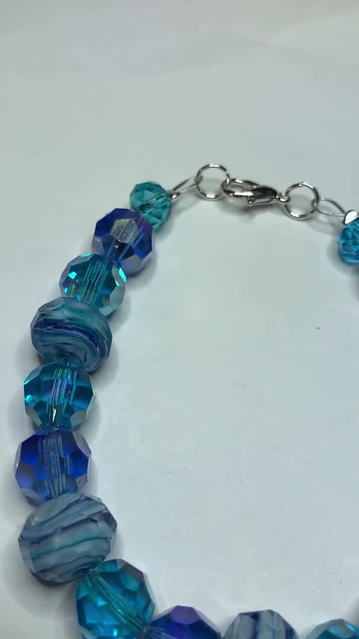 Royal Blue Glass Bead Charm Bracelet Quality Murano Glass Beads Lamp Work  Royal Blue Bracelet Diamond Royal Blue Crystal Charms CBR2127 
