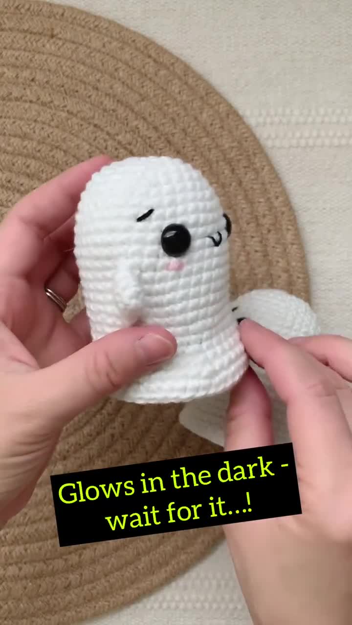 Glow in the deal Oogie Boogie and ghost. Made with DIY Glow yarn from lion  brand : r/crochet