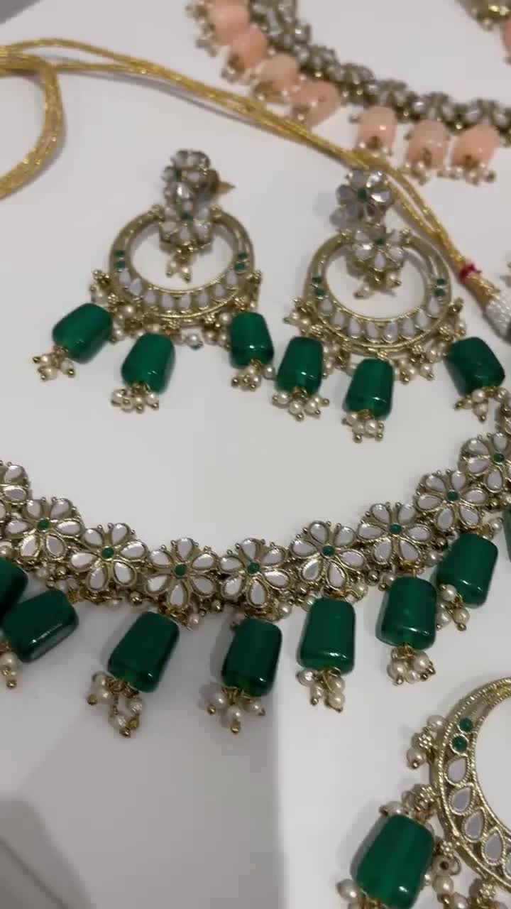 Asian Indian Pakistani Mirror Designed Choker Set in - Etsy