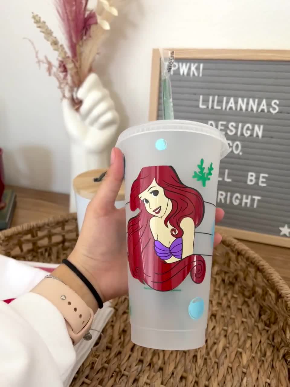 Little Mermaid Cup, Ariel-sebastian-flounder Custom Cup 