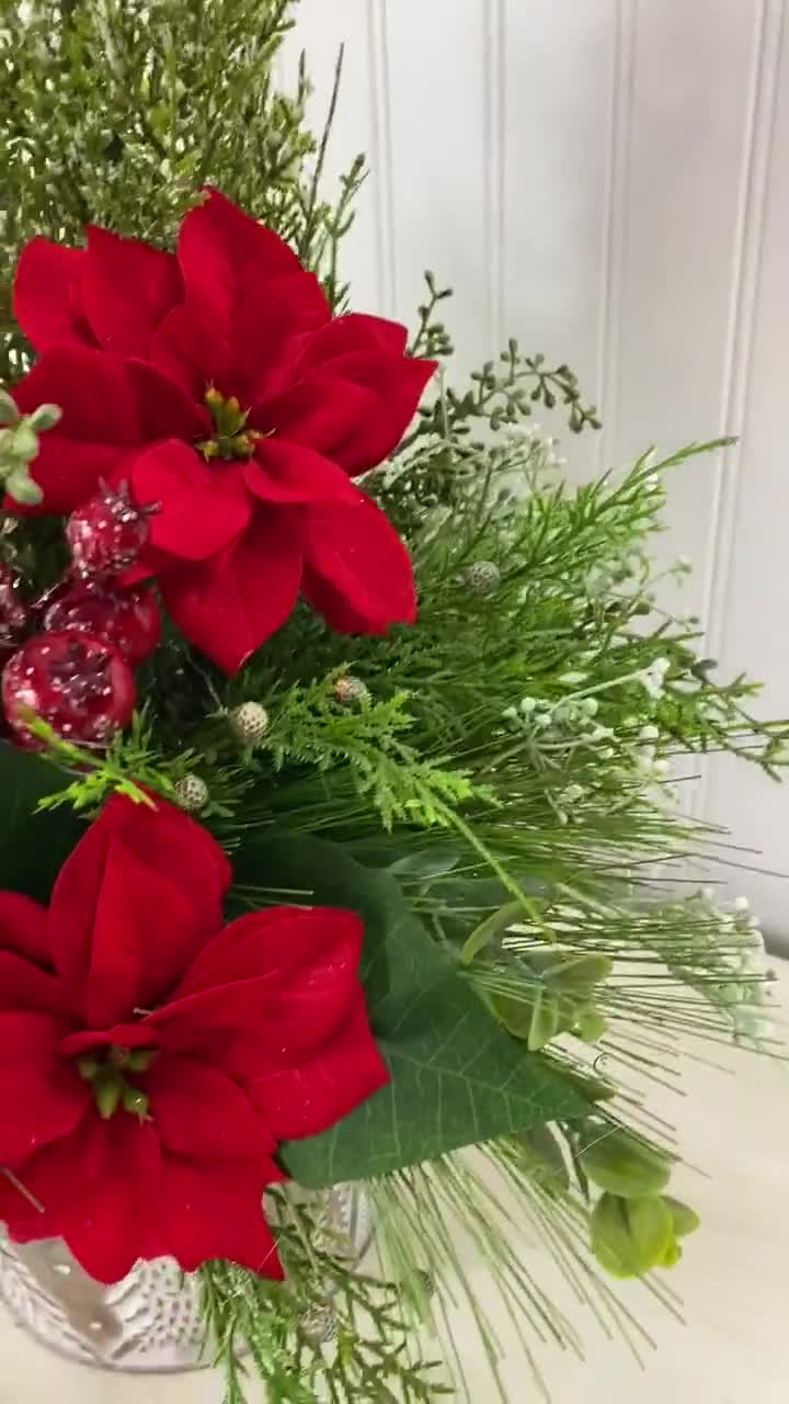 Christmas Artificial Flower Arrangement-christmas Faux Centerpiece