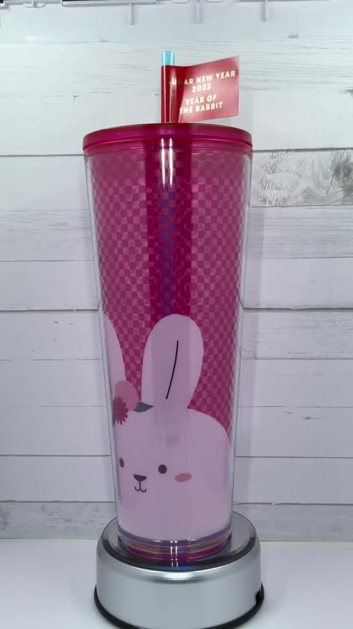 Starbucks Easter 2023 Pink Floral Egg Rabbit Bunny Acrylic Tumbler