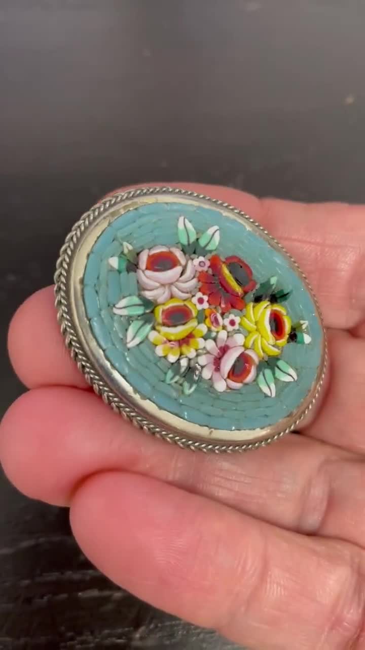 Vintage Mosaic micro floral inlay beaded set of pins deals