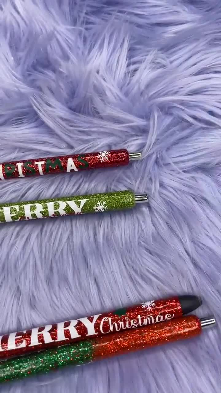 Personalized glitter pens Christmas gift ideas and stocking stuffers