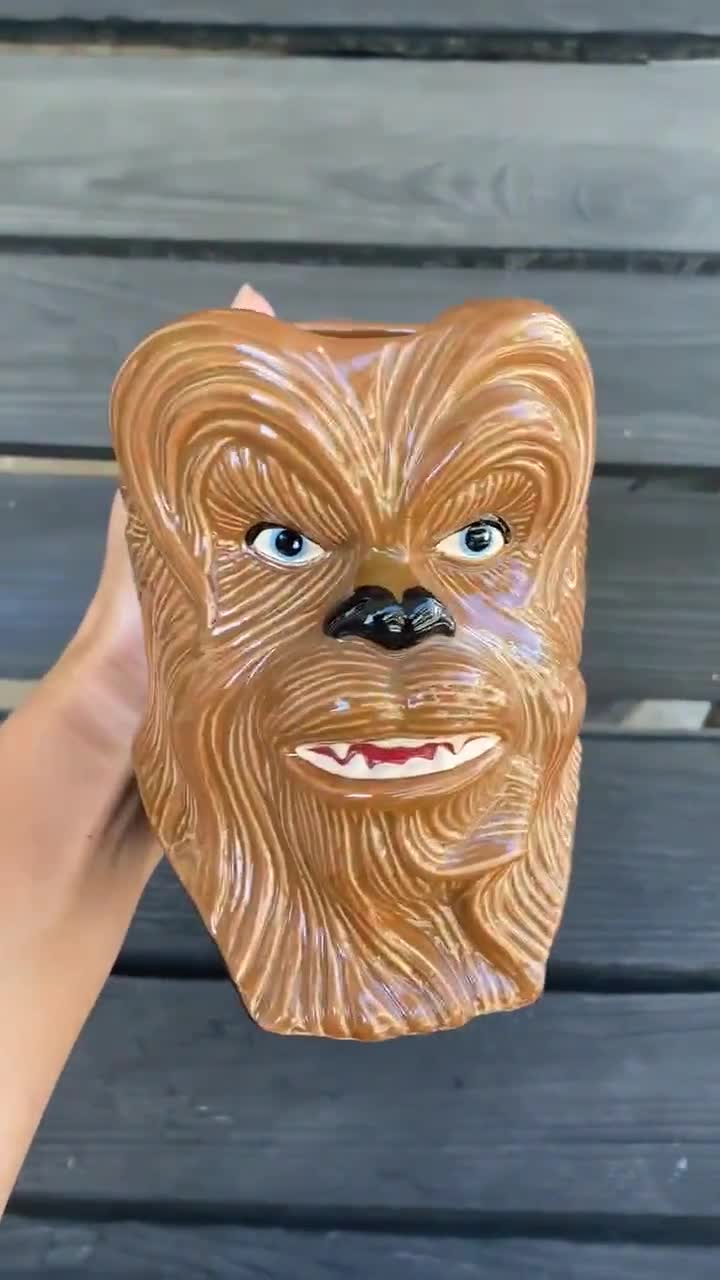 Taza de cerámica Chewbacca 1997 Star Wars, taza figurativa vintage 