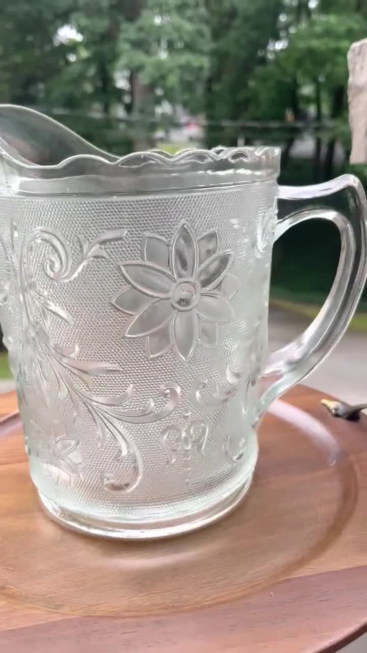 Vintage Indiana Glass Sandwich Clear Pitcher/depression Glass