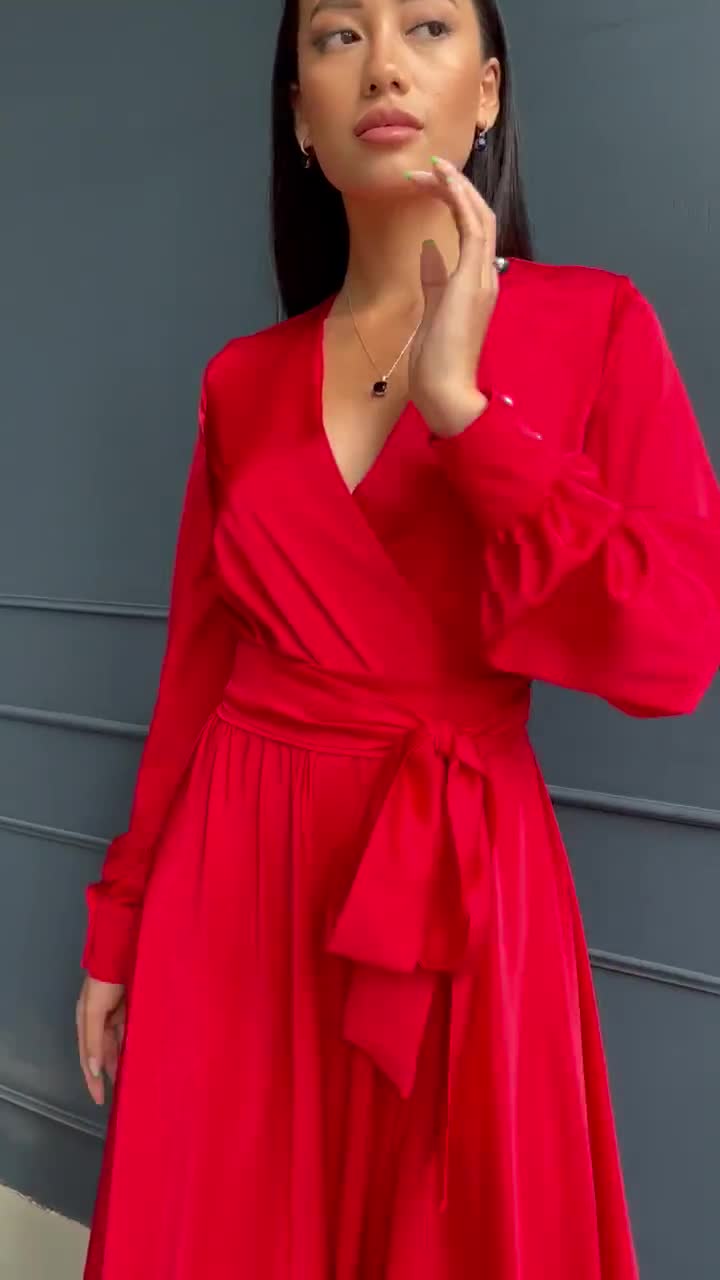 San Marino Embellished Side Split Maxi Dress in Red
