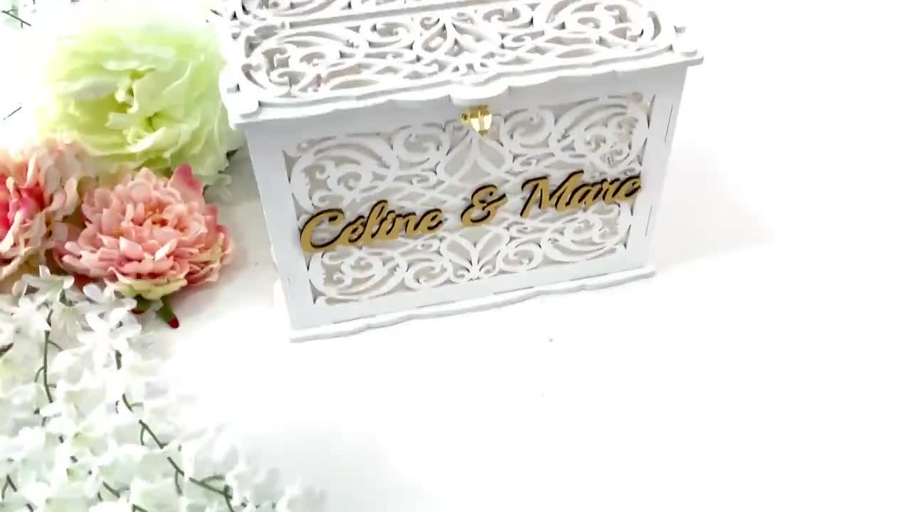 Wedding Card Box Elegant With Lock and Slot, Money Gifts Box Handmade –  Diamond Wood WCG