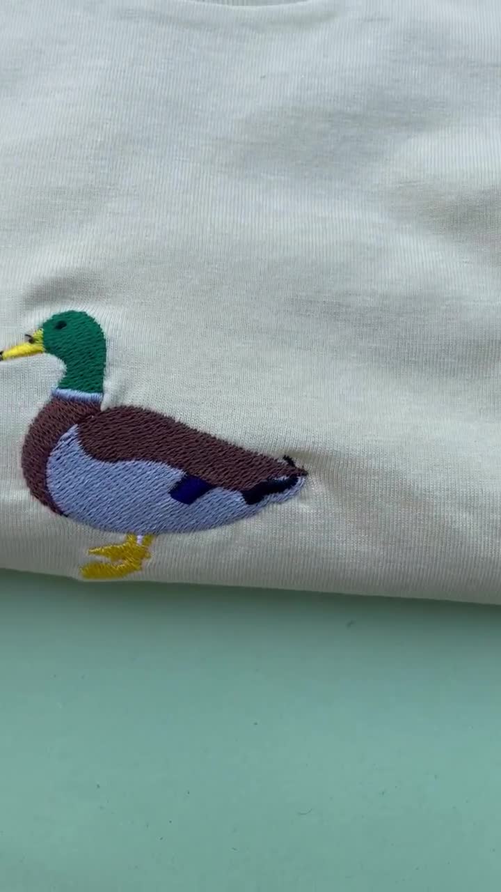 Hand-painted Mallard Duck Print Tee-loose Short Sleeves 