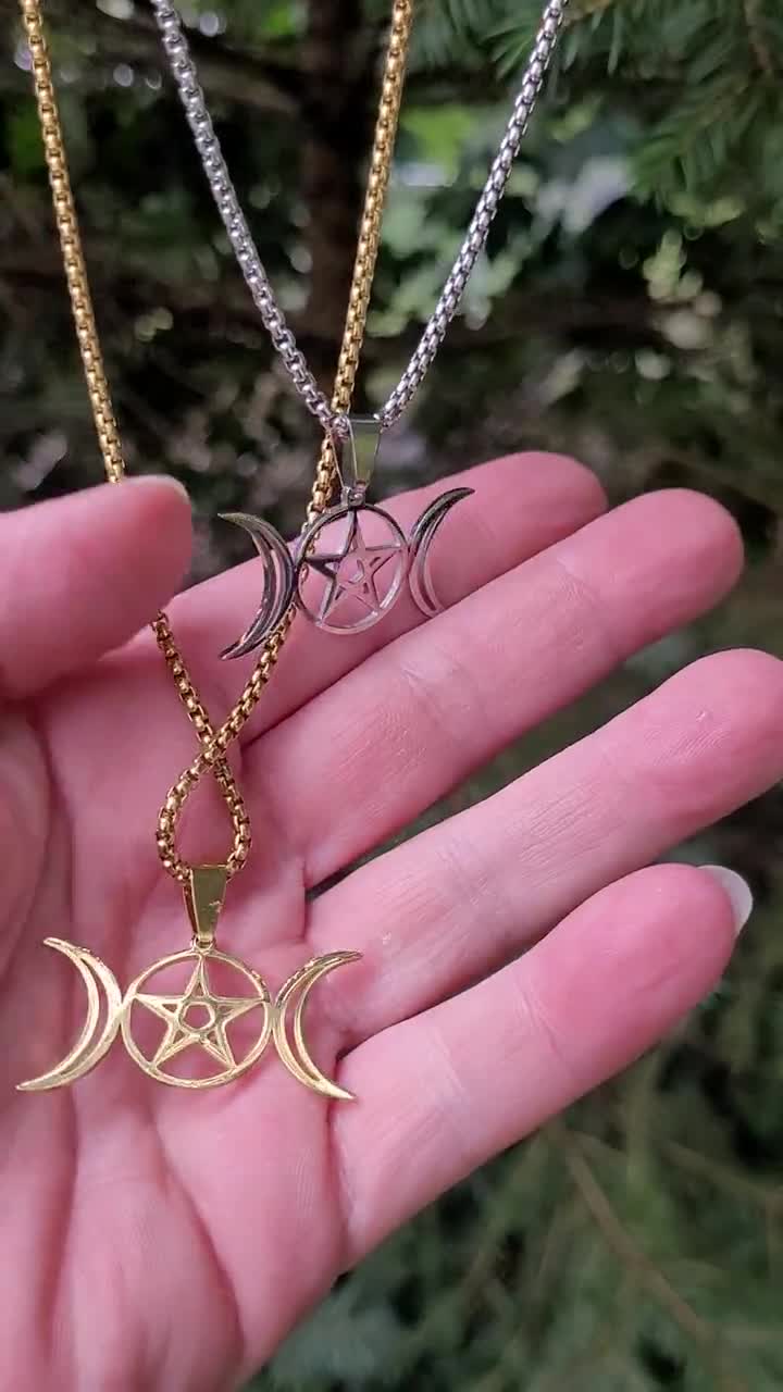 Buy Bronze Triple Moon Necklaces Online | Green Witch Creations