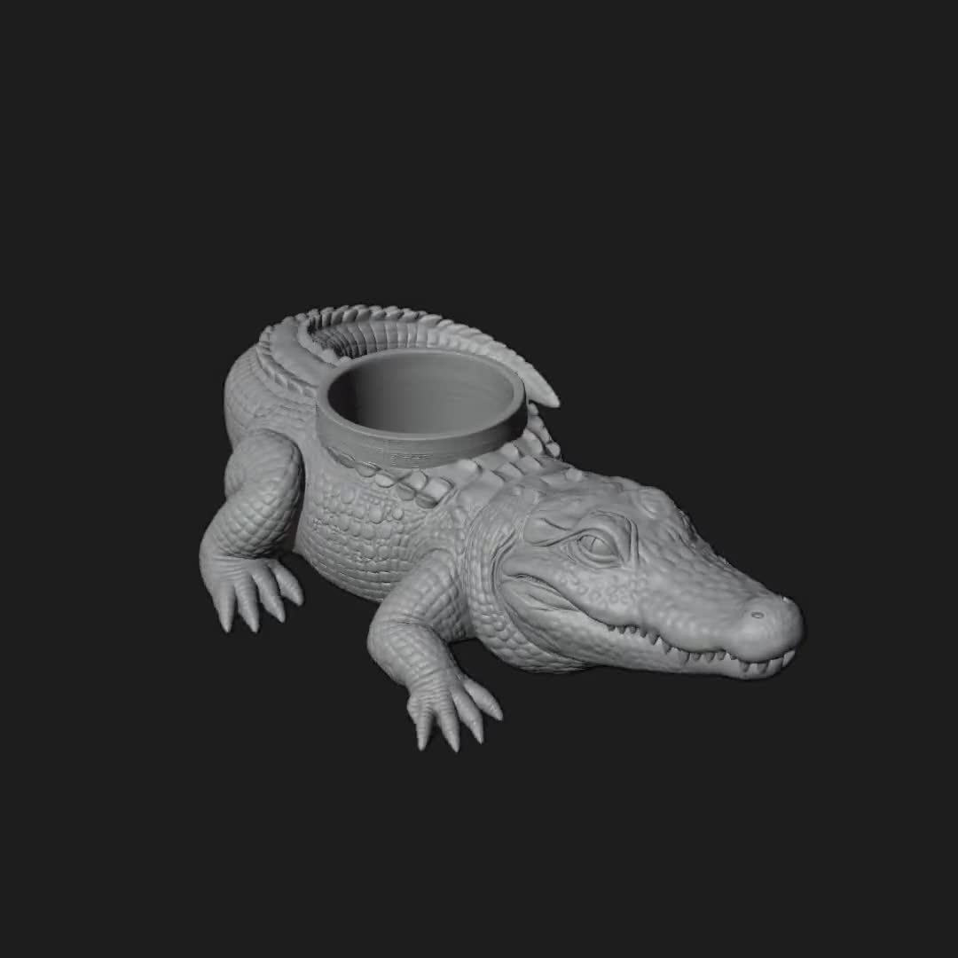 Crocodile Planter STL – Alligator Flower Pot – Animal Planter 3D