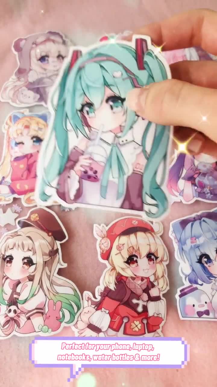 Cute Keqing Waterproof Vinyl Sticker Pack Kawaii Anime Girl -  Norway