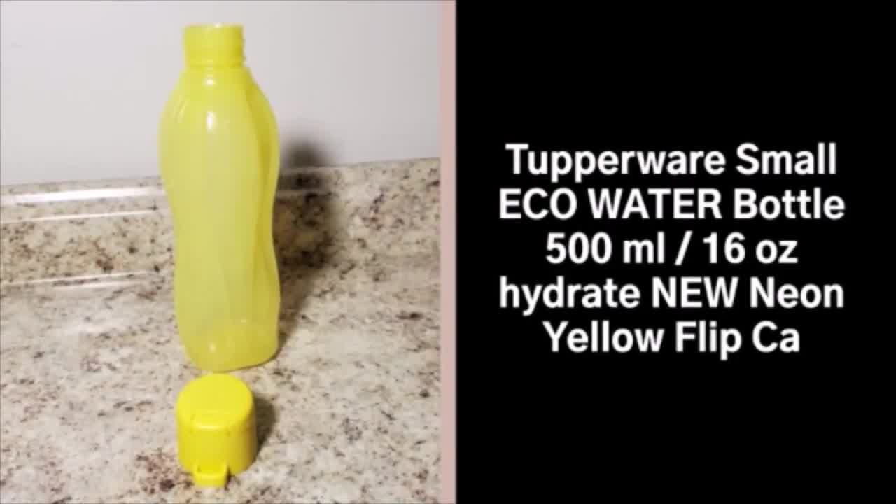 New Tupperware Eco Water Bottle 16oz 500ml Flip Top 9104 Neon Yellow 