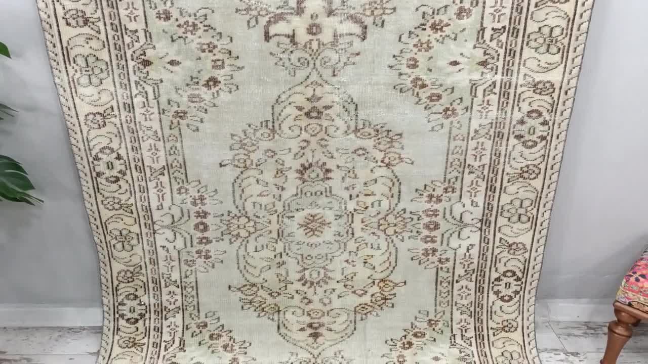 alfombra turca, alfombra vintage, alfombra grande, alfombra de área,  alfombra verde oushak, alfombra de lana, alfombra oriental boho, alfombra  hecha a mano, 5.7 x 9.4 pies, VT 2846
