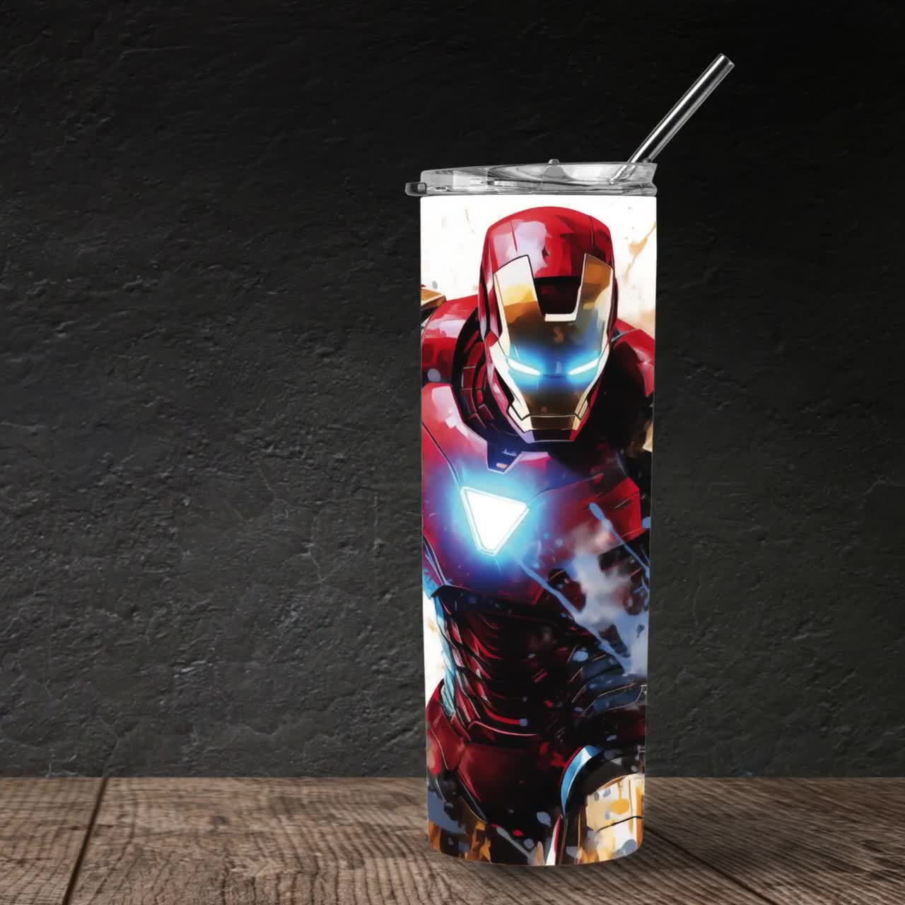 Iron Man Tumbler Wrap - Superhelden sublimatie ontwerpen voor digitale download - 20oz Skinny Tumbler - Avenger Png Digitaal ontwerp video poster