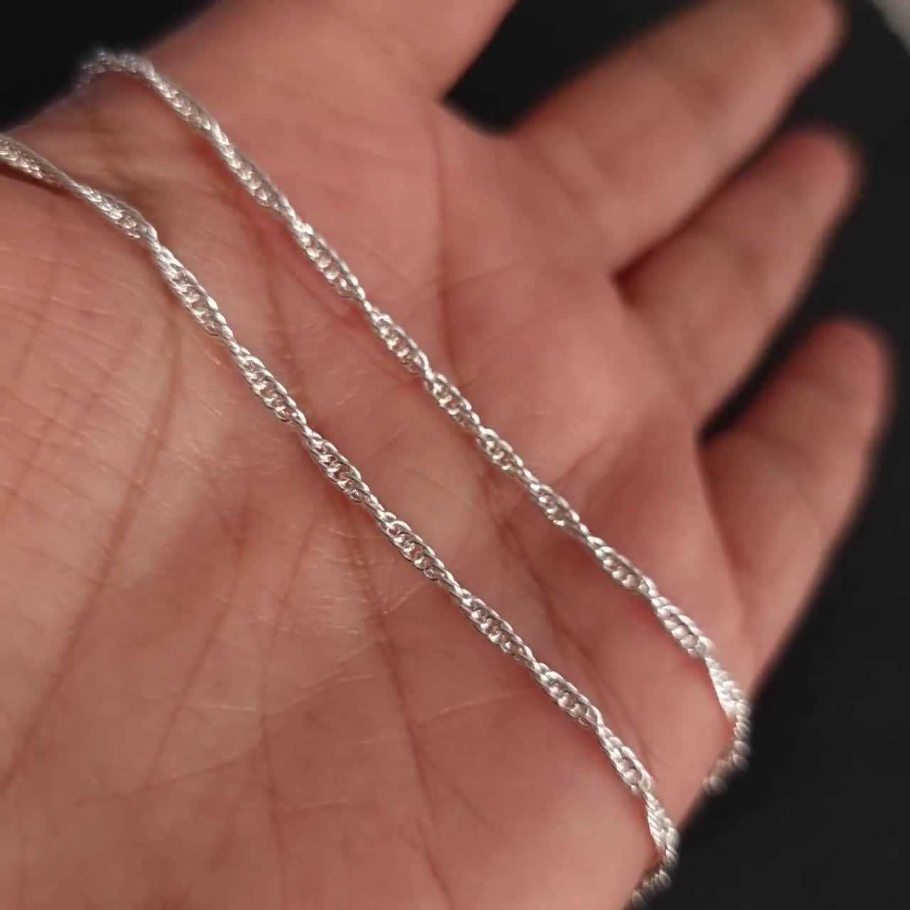 Kassidy Thin Silver Rope Necklace (Unisex)