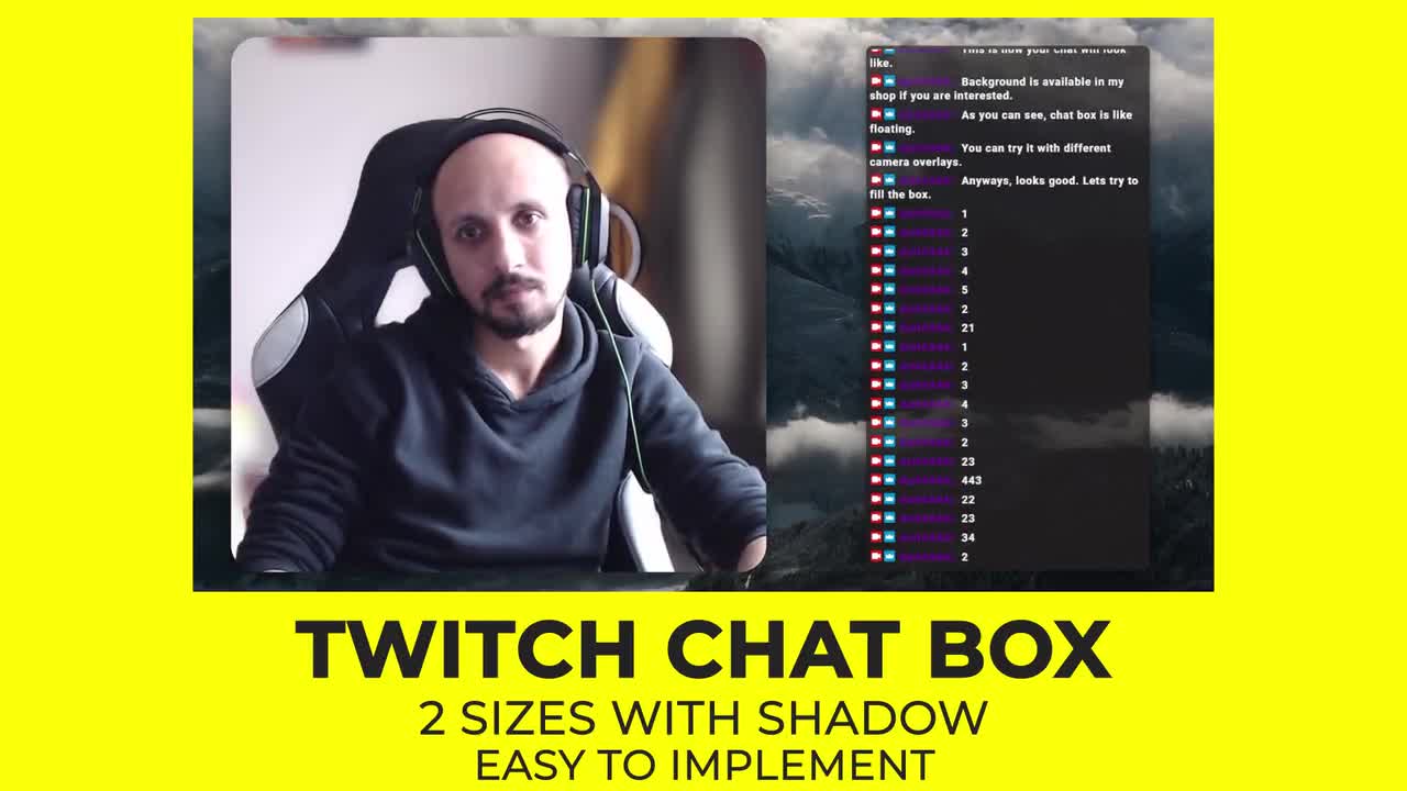 Twitch Minimal Chat Box, Scalable, Mix and Match Stream Overlays for OBS,  Semi-transparent, With Shadow 