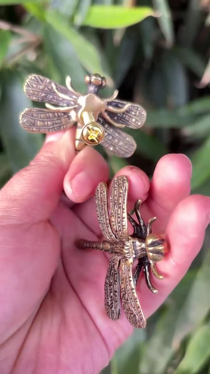Get 2 Antique Brass Dragonfly Door Handle Chinese Style Cabinet