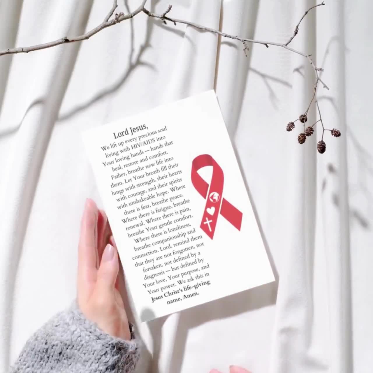HIV AIDS Prayer Card Printable Christian Blessing Digital Download